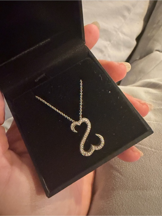 Zales Jewelry - Zales vintage open heart Sterling Silver Heart-Shaped Pave Pendant Necklace
